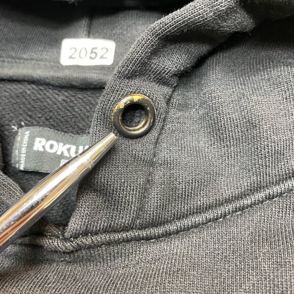 Roku Studio Hoodie Mens M Black Crying Cat Eyes Dripping Tears Pullover Patches - Picture 8 of 11